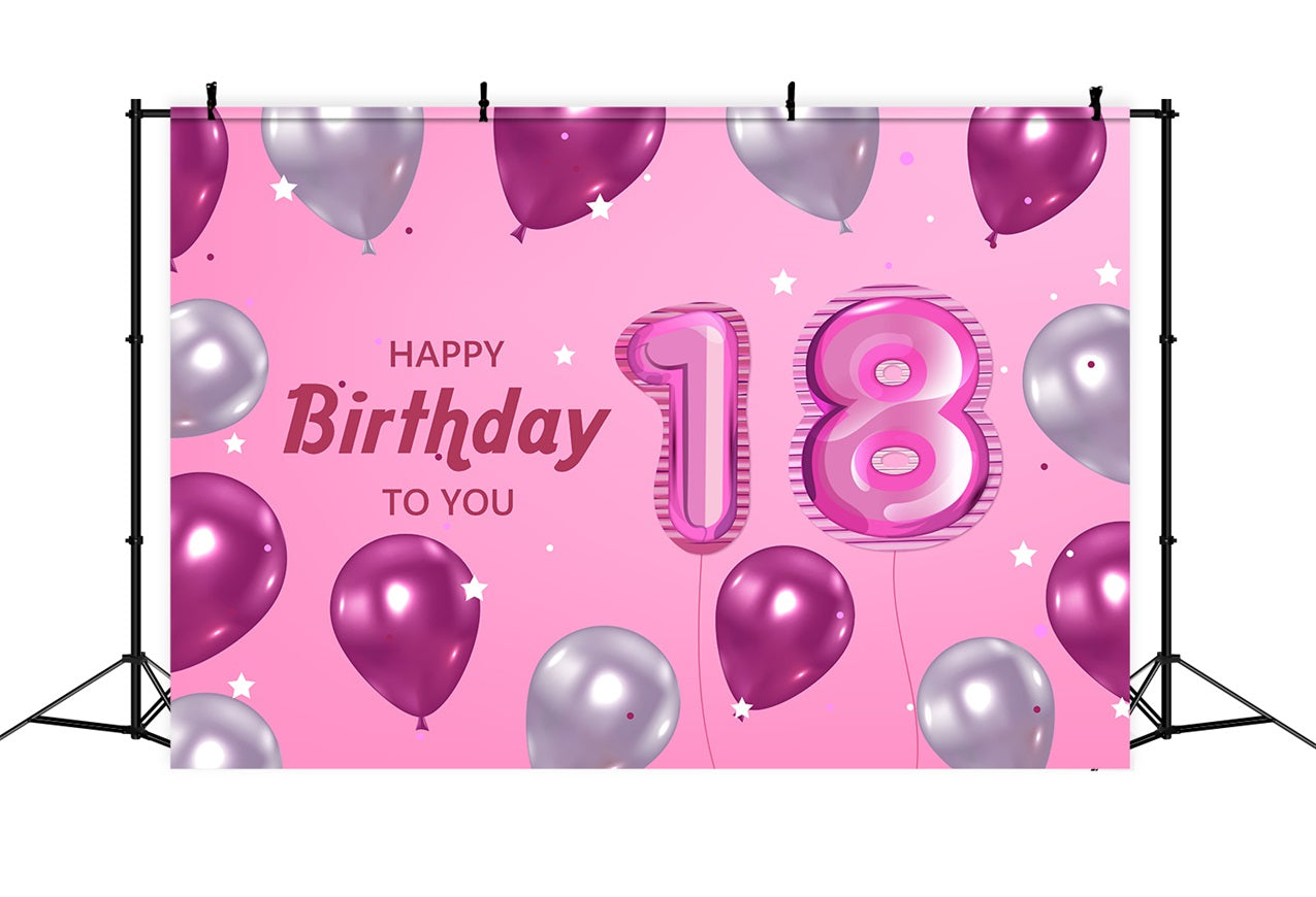 Customized Birthday Backdrops Sparkling Balloon 18th Backdrop BRP2-232