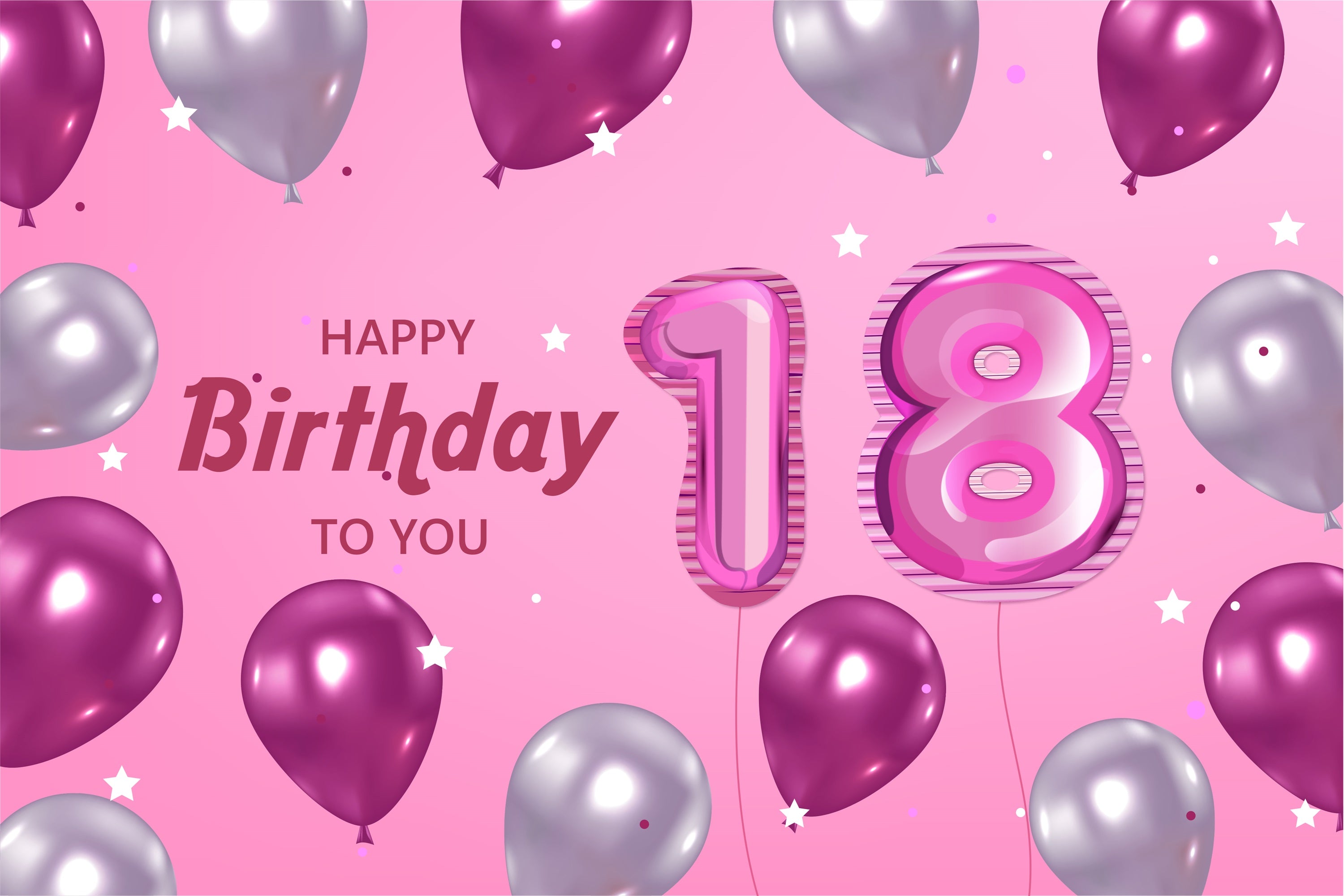 Customized Birthday Backdrops Sparkling Balloon 18th Backdrop BRP2-232