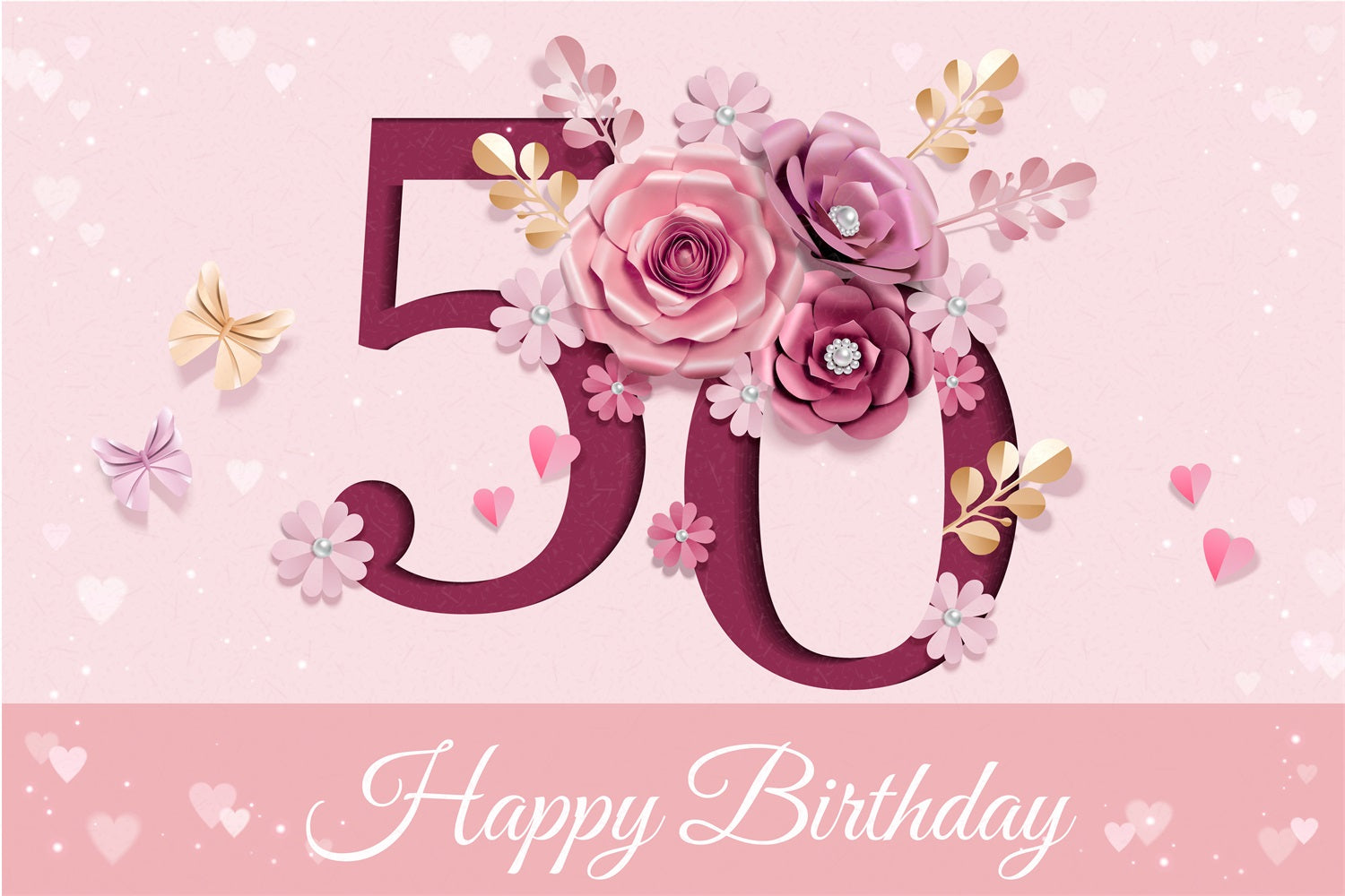 Personalized 50th Birthday Backdrop Floral Celebration Backdrop BRP2-233