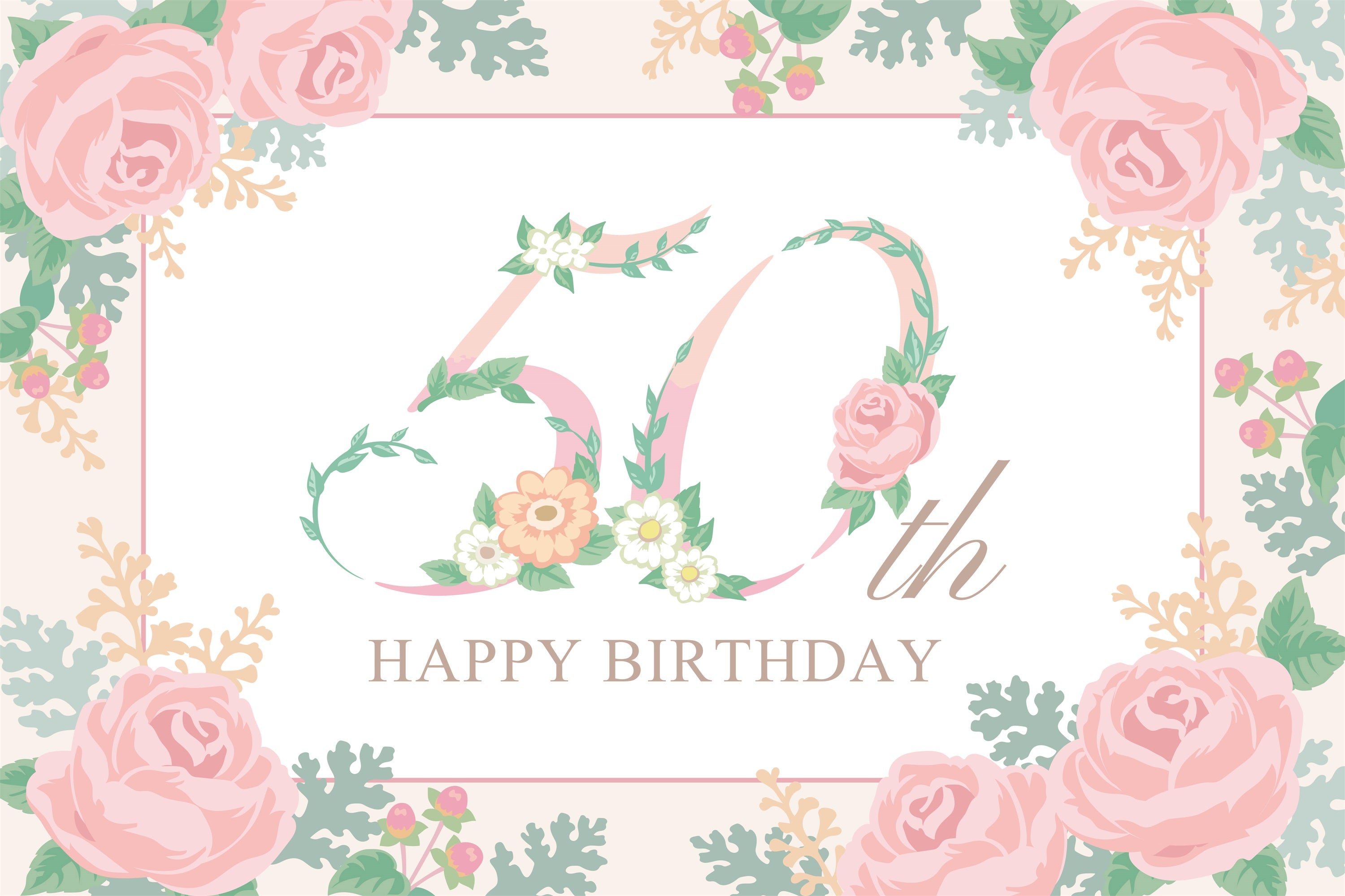 Personalized Backdrops For Birthday Romantic Floral 50th Backdrop BRP2-235