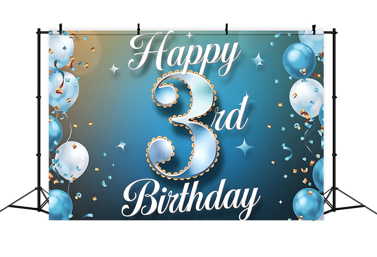 Custom Birthday Backdrops Happy 3rd Balloon Backdrop BRP2-237