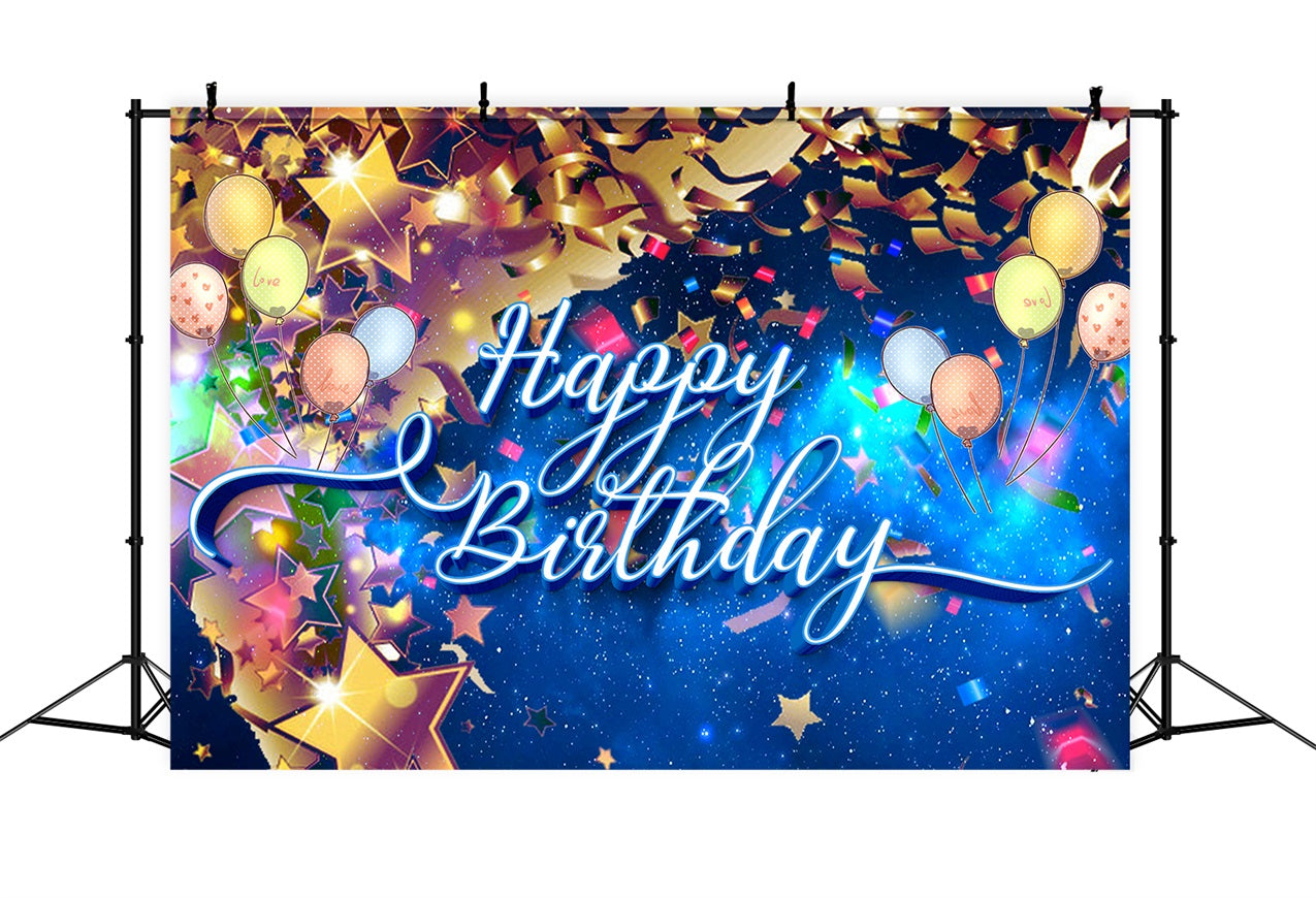 Personalised Birthday Backdrops Golden Starlight Balloon Backdrop BRP2-241