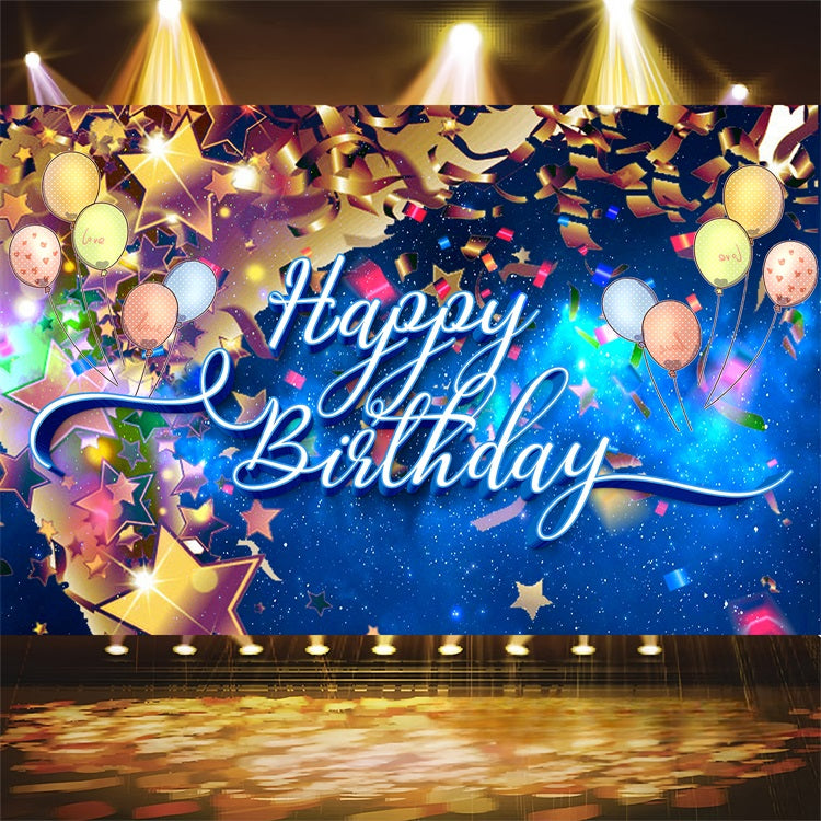 Personalised Birthday Backdrops Golden Starlight Balloon Backdrop BRP2-241