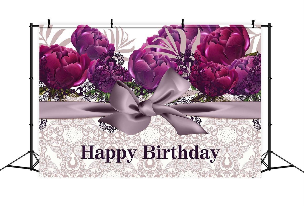 Personalised Backdrop Birthday Vintage Purple Floral Backdrop BRP2-245