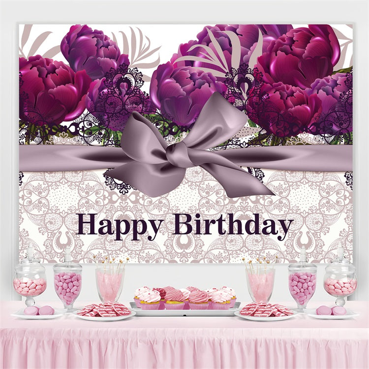 Personalised Backdrop Birthday Vintage Purple Floral Backdrop BRP2-245