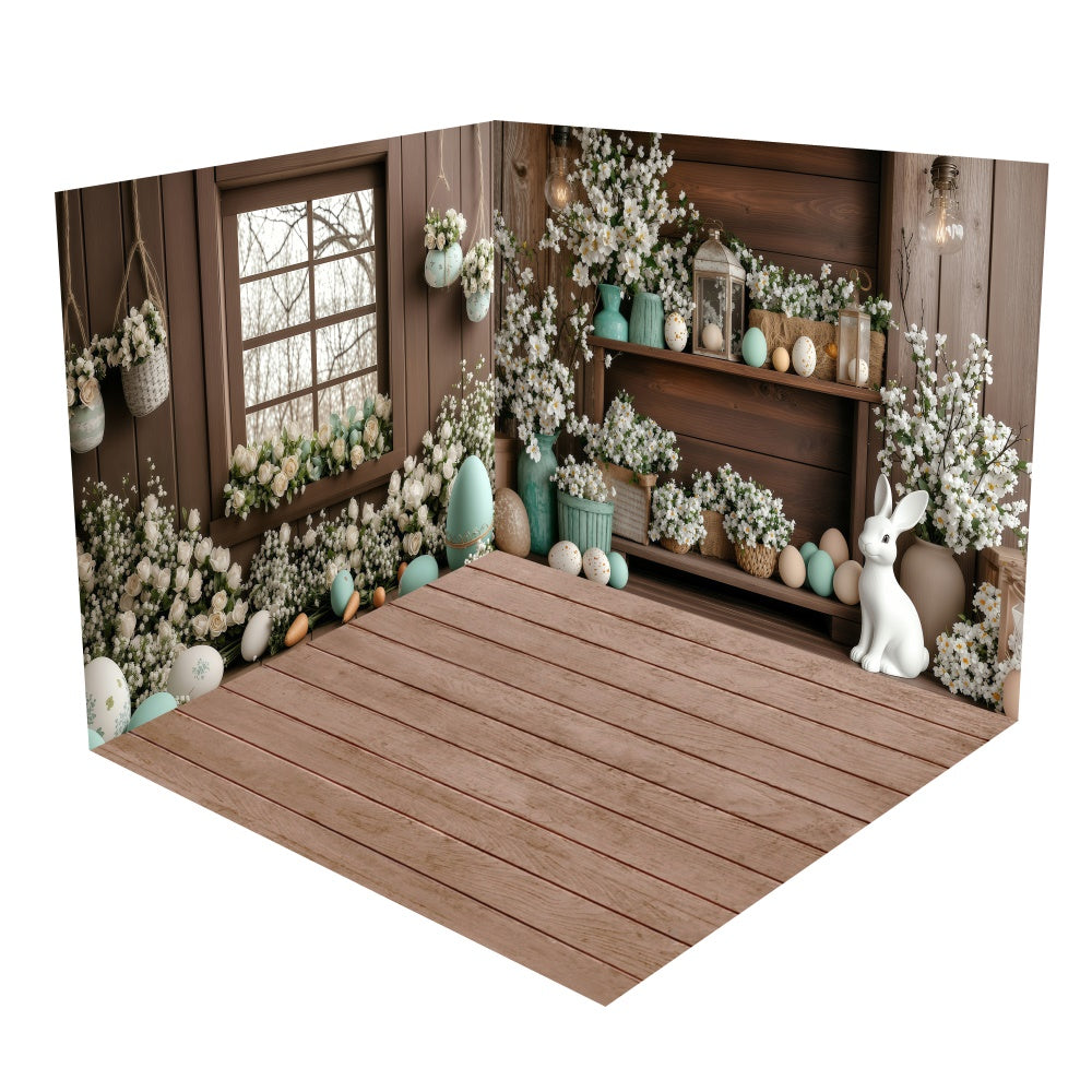 Rustic Easter Window Egg Floral Backdrop Room Set BRP2-26