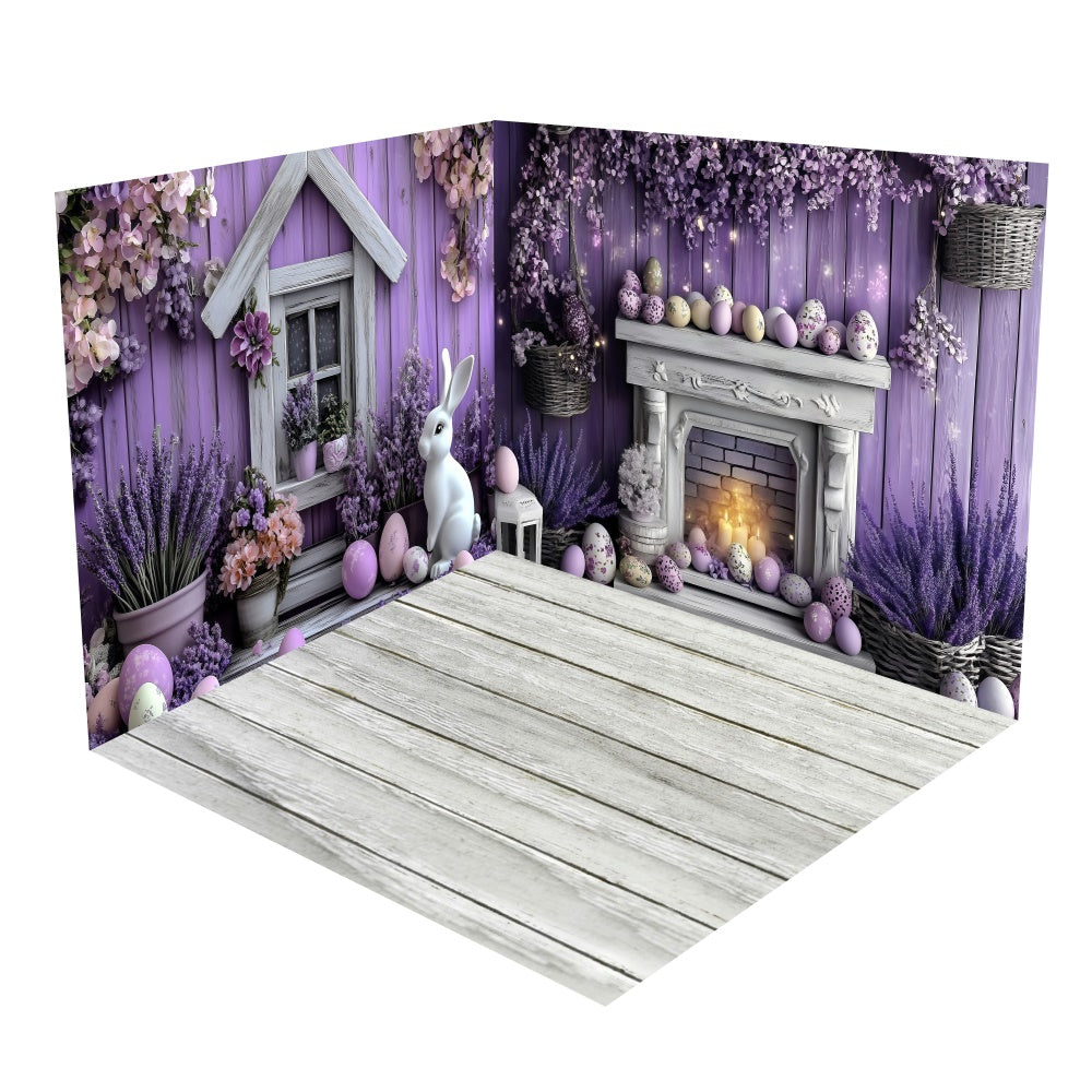 Lavender Bunny Easter Egg Backdrop Room Set BRP2-31