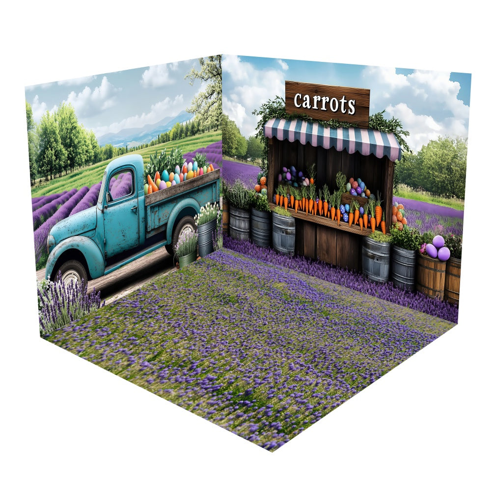 Blue Truck Lavender Easter Market Backdrop Room Set BRP2-35