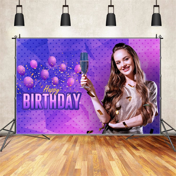 Personalized Backdrop For Birthday Purple Polka Dots Backdrop BRP2-38