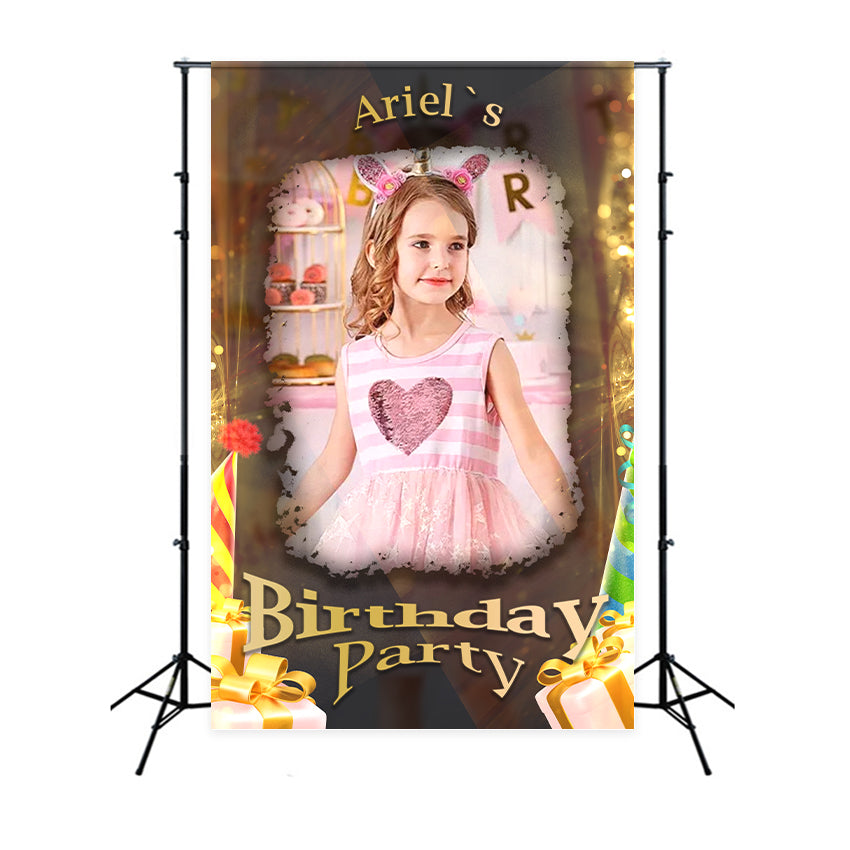 Custom Made Birthday Backdrops Glowing Golden Dreamy Backdrop BRP2-47