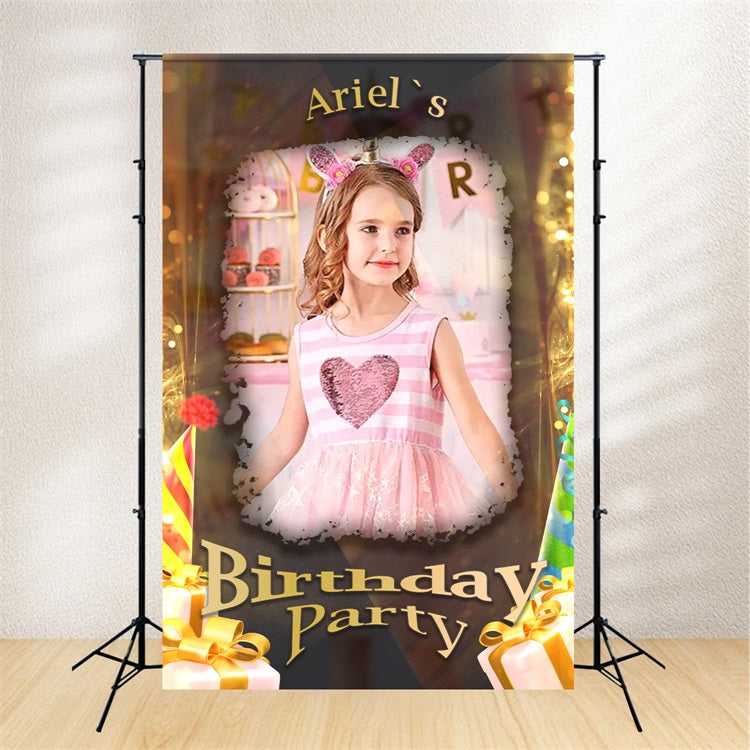 Custom Made Birthday Backdrops Glowing Golden Dreamy Backdrop BRP2-47