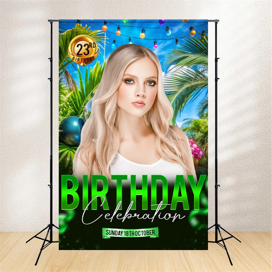 Birthday Backdrop Personalized Tropical 23rd Photography Backdrop BRP2-48