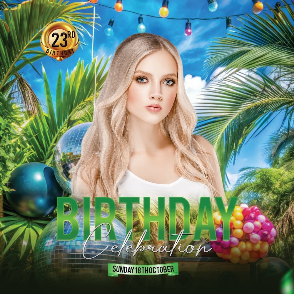 Birthday Backdrop Personalized Tropical 23rd Photography Backdrop BRP2-48