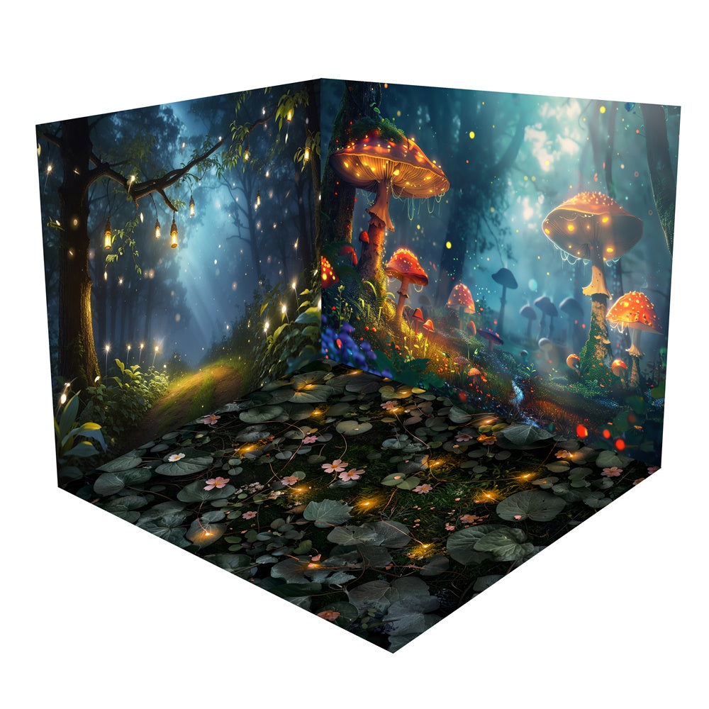 Enchanted Mushroom Glow Forest Backdrop Room Set BRP2-6