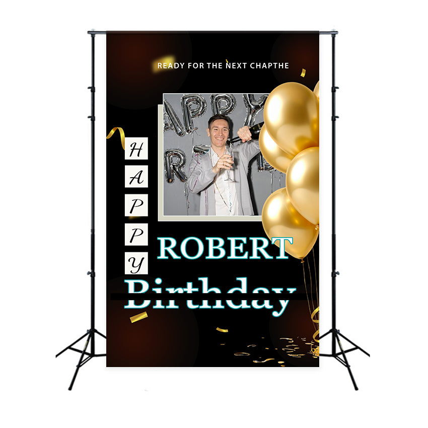 Personalized Backdrop Birthday Gold Balloon Party Backdrop BRP2-61