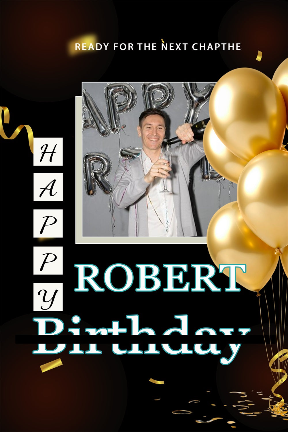 Personalized Backdrop Birthday Gold Balloon Party Backdrop BRP2-61