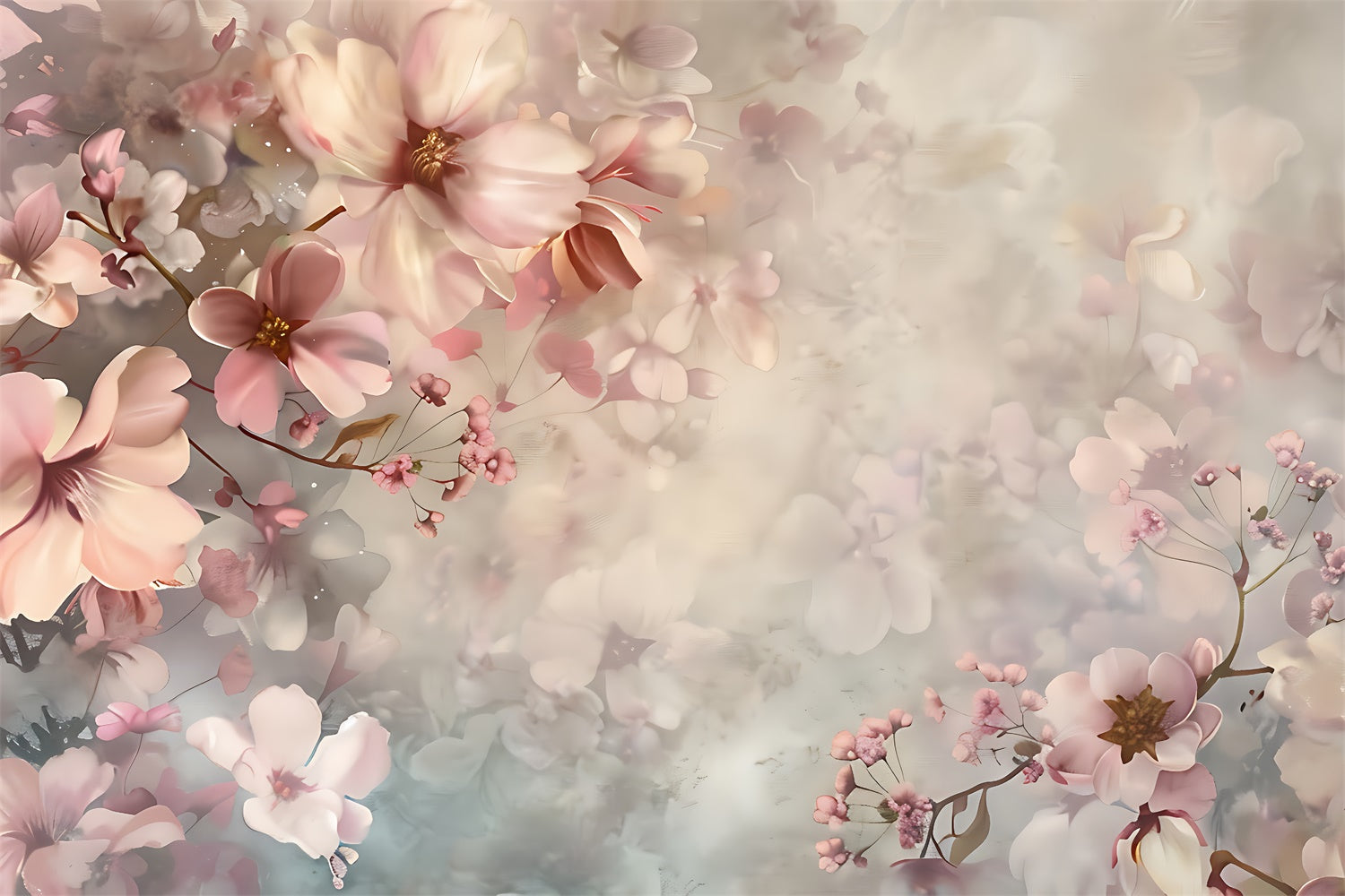 Floral Photography Backdrop Soft Blossom Mist Floral Backdrop BRP2-63