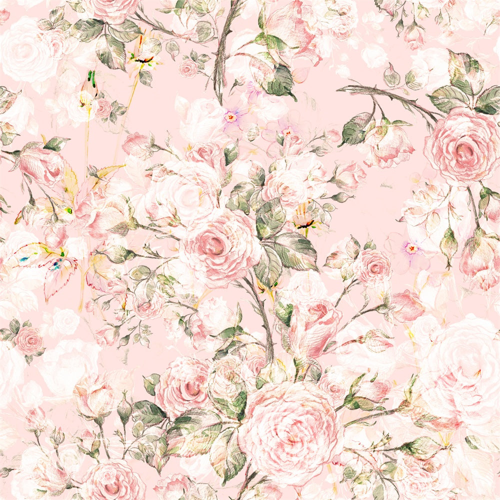 Floral Photo Backdrops Romantic Pink Rose Blossom Backdrop BRP2-66