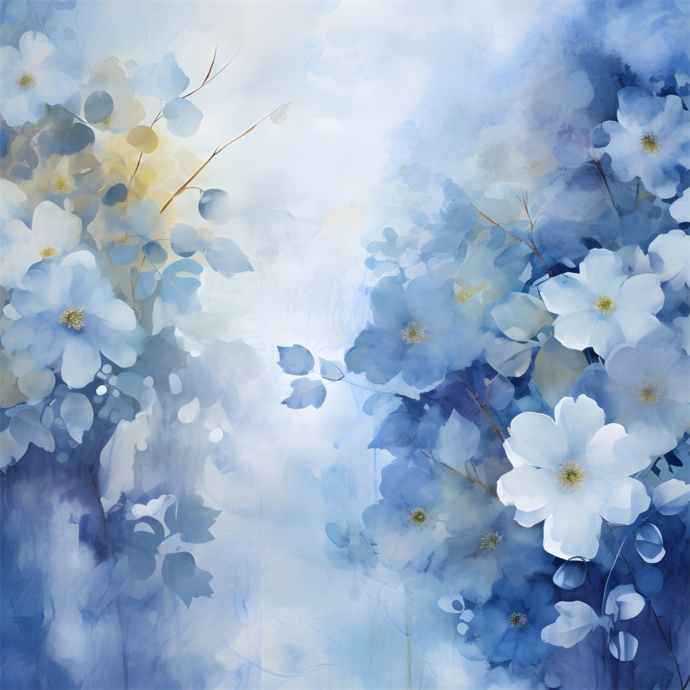 Floral Backdrops Photography Tranquil Blue Blossom Mist Backdrop BRP2-67