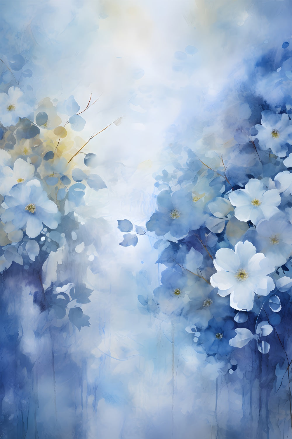 Floral Backdrops Photography Tranquil Blue Blossom Mist Backdrop BRP2-67