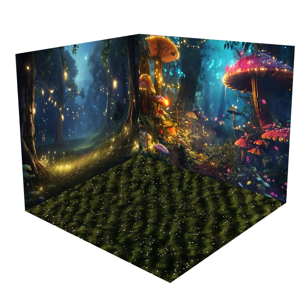 Glowing Enchanted Forest Mushrooms Backdrop Room Set BRP2-7