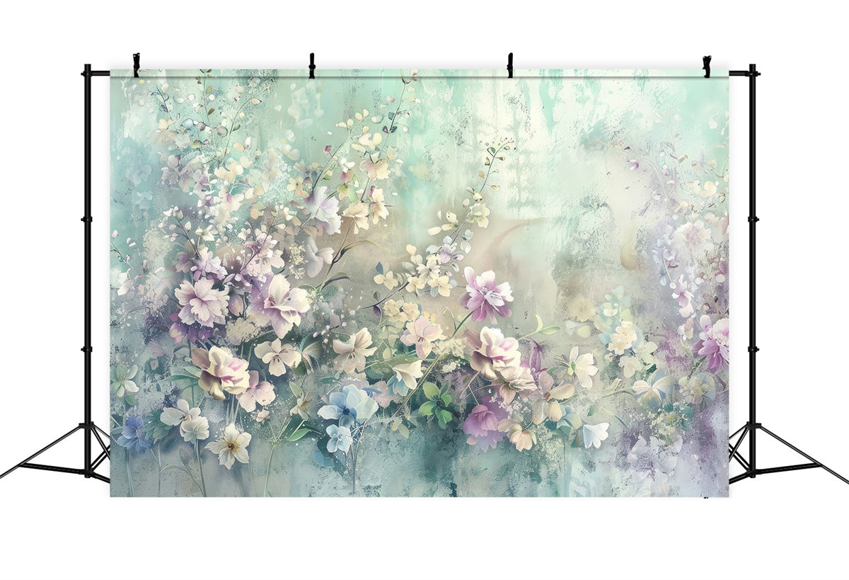 Floral Photo Backdrop Soft Watercolor Blooms Dreamy Backdrop BRP2-72