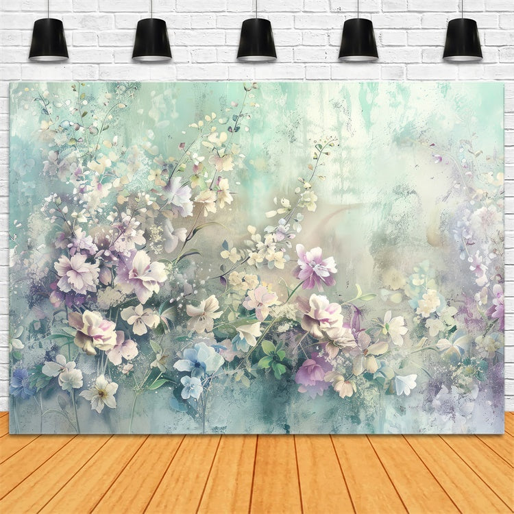 Floral Photo Backdrop Soft Watercolor Blooms Dreamy Backdrop BRP2-72