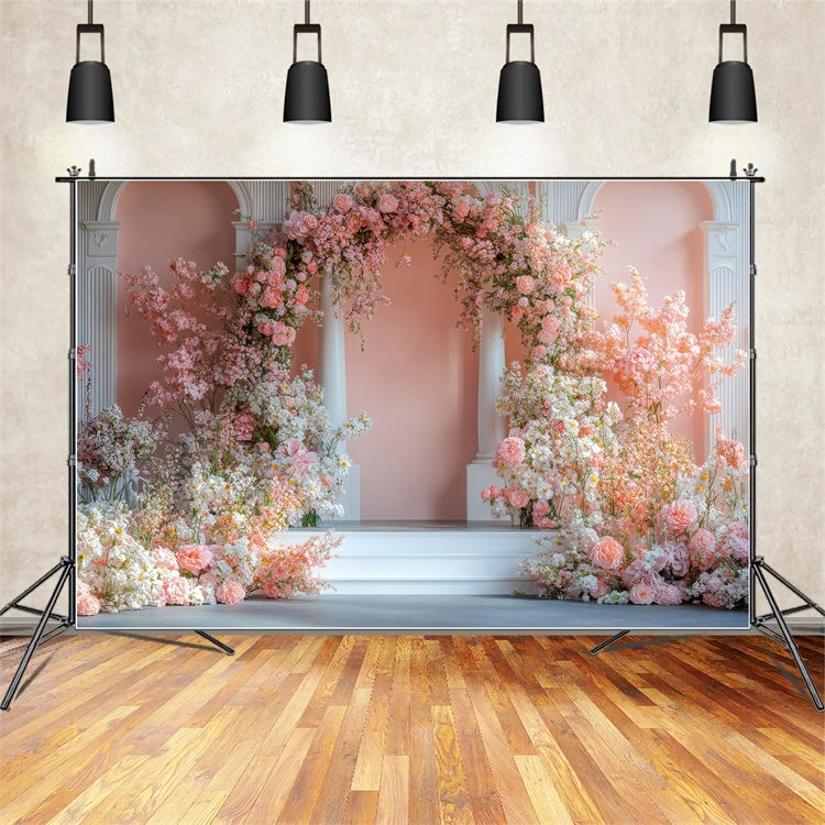 Flower Backdrop Photography Dreamy Pink Floral Archway Backdrop BRP2-74