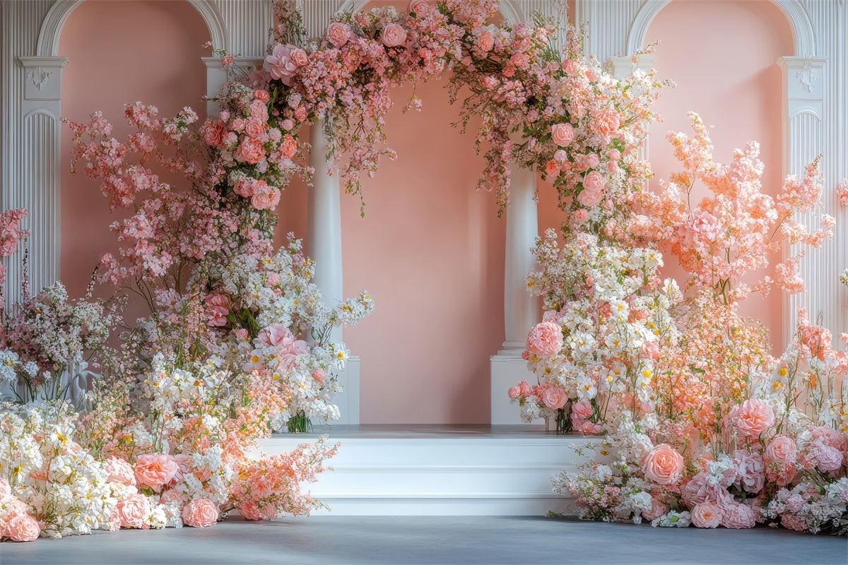 Flower Backdrop Photography Dreamy Pink Floral Archway Backdrop BRP2-74