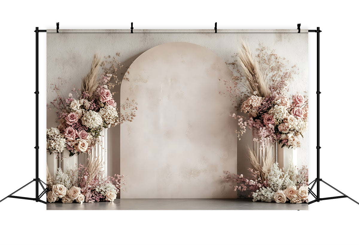 Floral Photography Backdrop Elegant Pink Floral Archway Backdrop BRP2-80