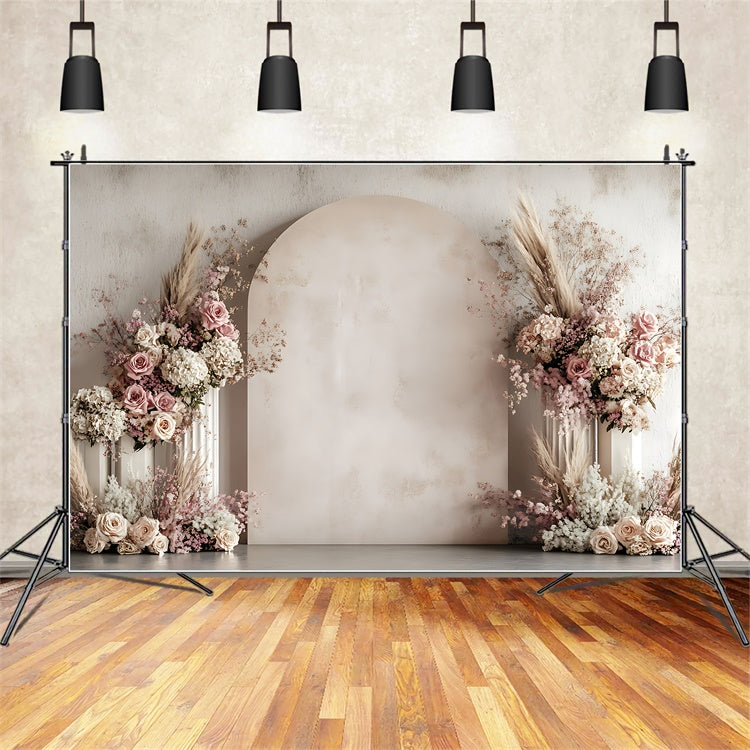 Floral Photography Backdrop Elegant Pink Floral Archway Backdrop BRP2-80