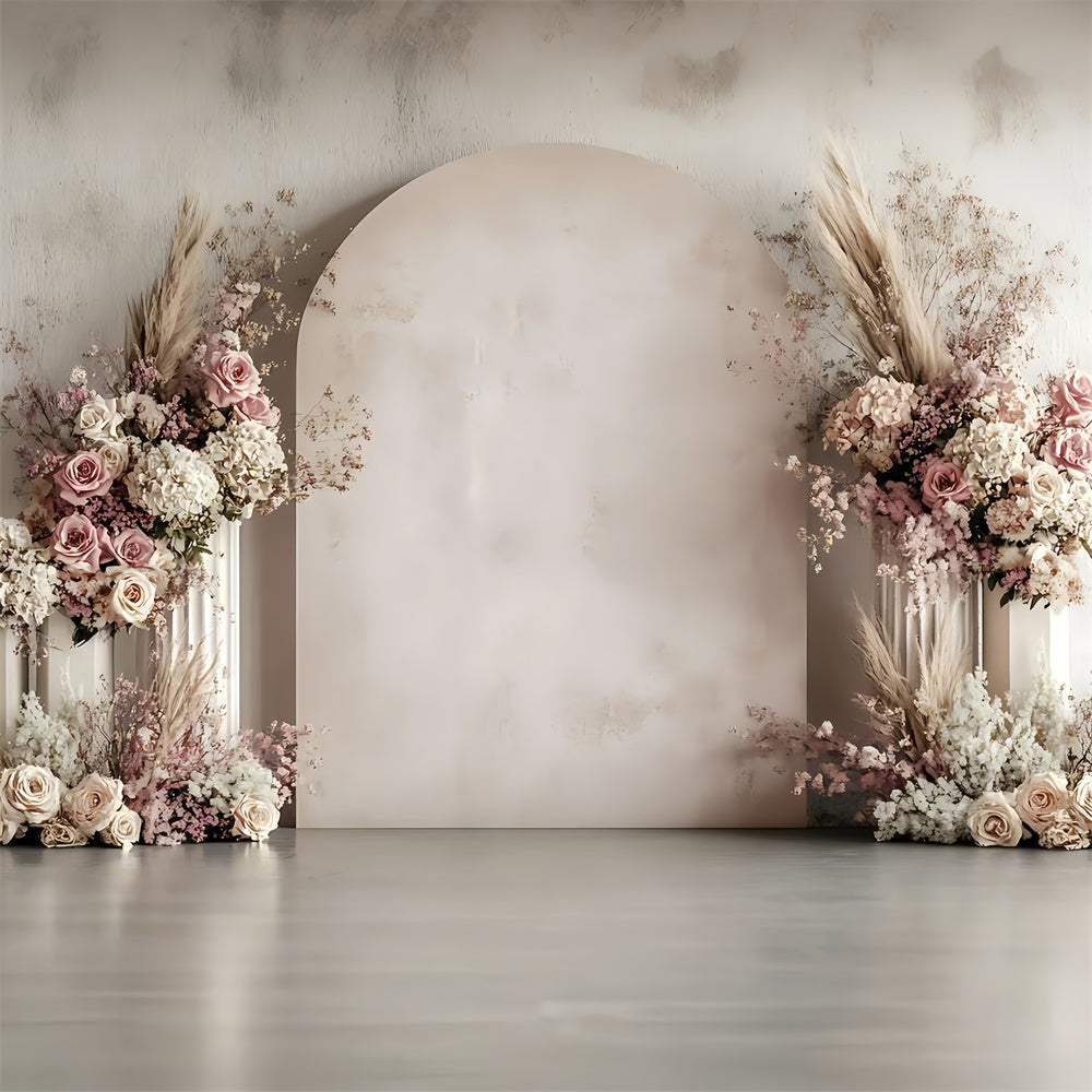 Floral Photography Backdrop Elegant Pink Floral Archway Backdrop BRP2-80