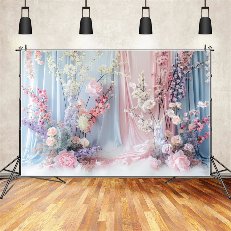 Flower Photo Backdrop Soft Pastel Floral Elegance Backdrop BRP2-85