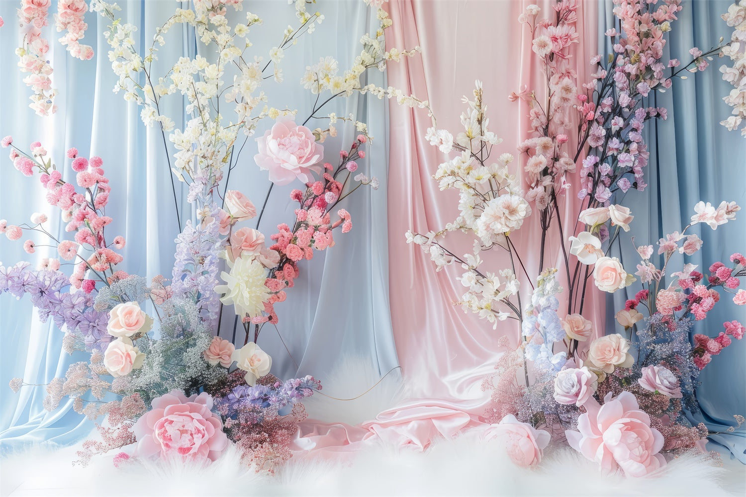 Flower Photo Backdrop Soft Pastel Floral Elegance Backdrop BRP2-85