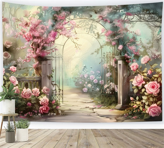 Flower Photo Backdrop Dreamy Rose Garden Pathway Backdrop BRP2-88