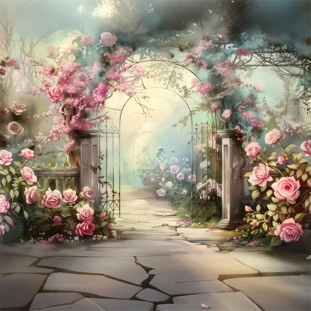 Flower Photo Backdrop Dreamy Rose Garden Pathway Backdrop BRP2-88