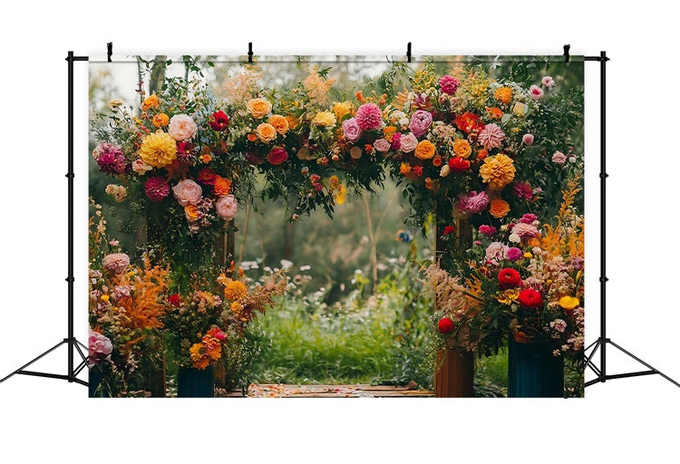 Floral Backdrop For Photography Vibrant Floral Path Arch Backdrop BRP2-90