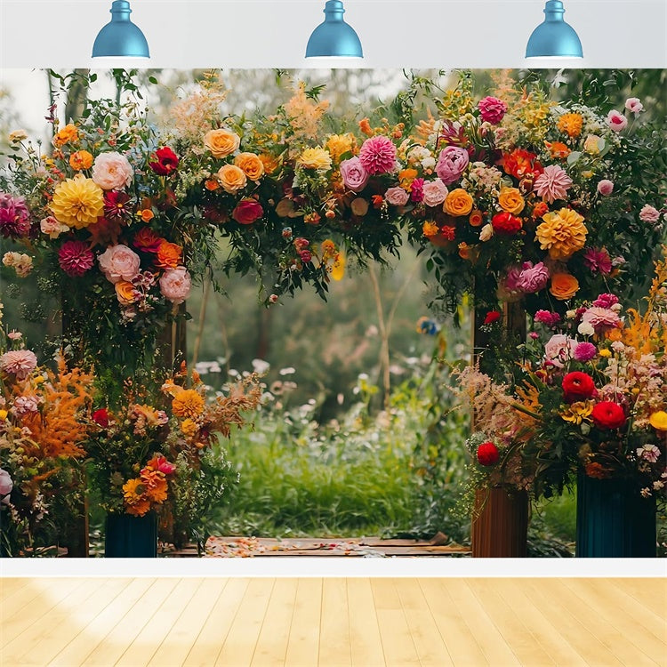 Floral Backdrop For Photography Vibrant Floral Path Arch Backdrop BRP2-90