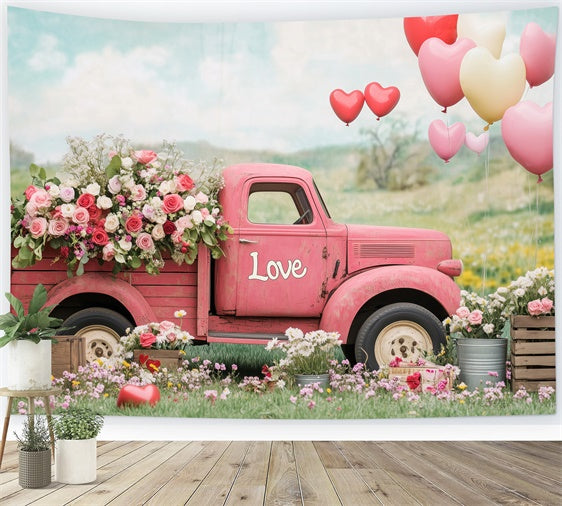 Flower Photography Backdrop Vintage Truck Rose Balloon Backdrop BRP2-96