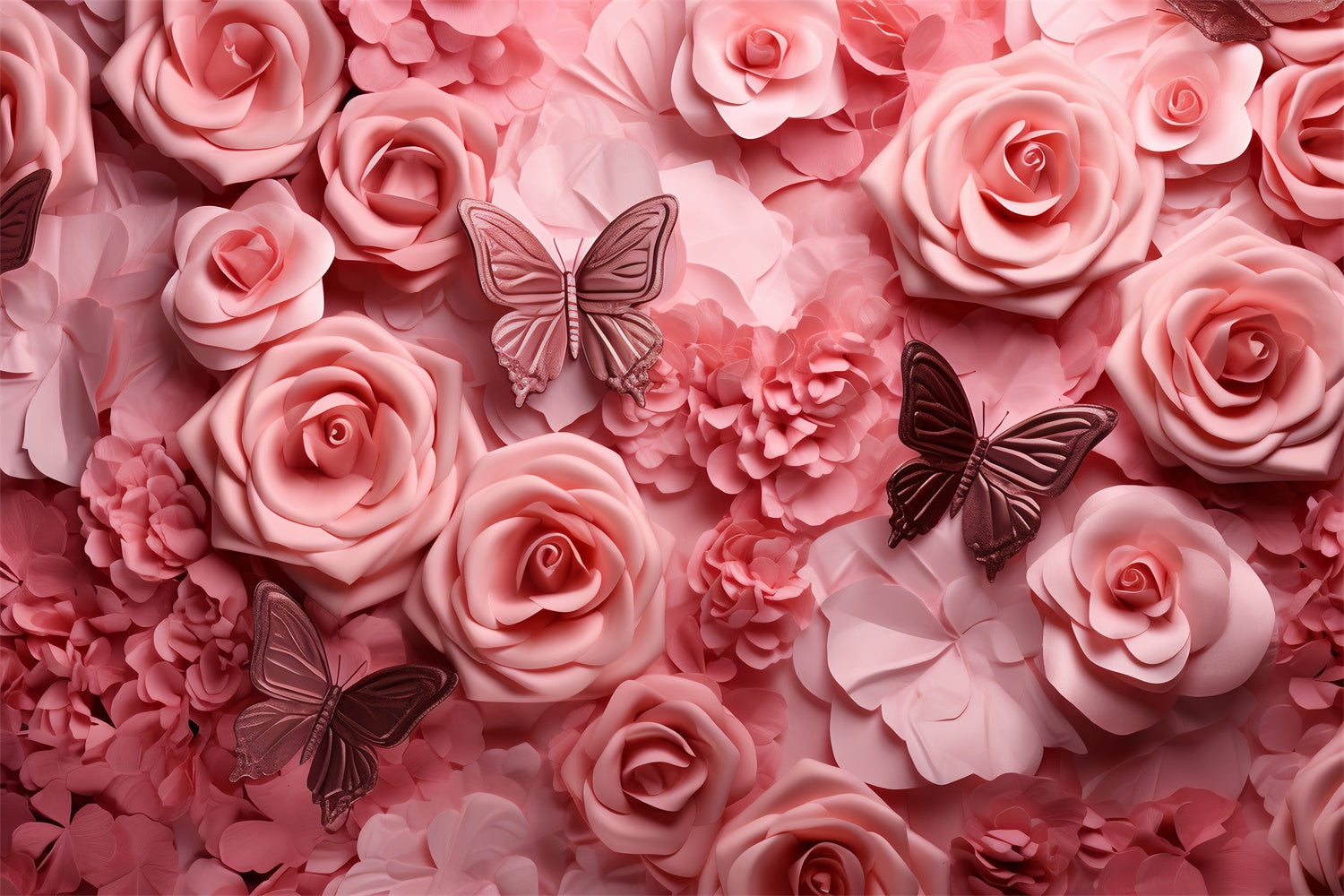 Floral Photography Backdrops Soft Pink Rose Butterfly Backdrop BRP2-99