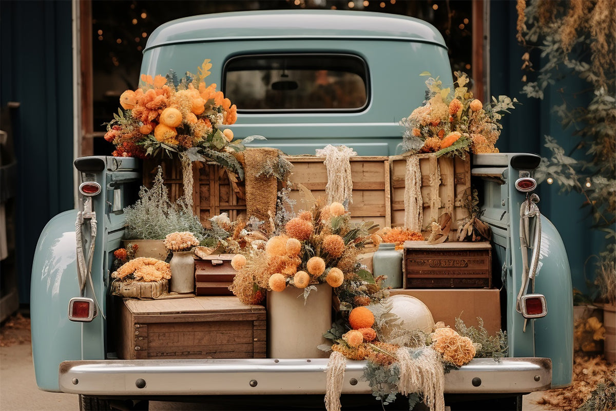 Fall Truck with Flowers Backdrop BRP7-100