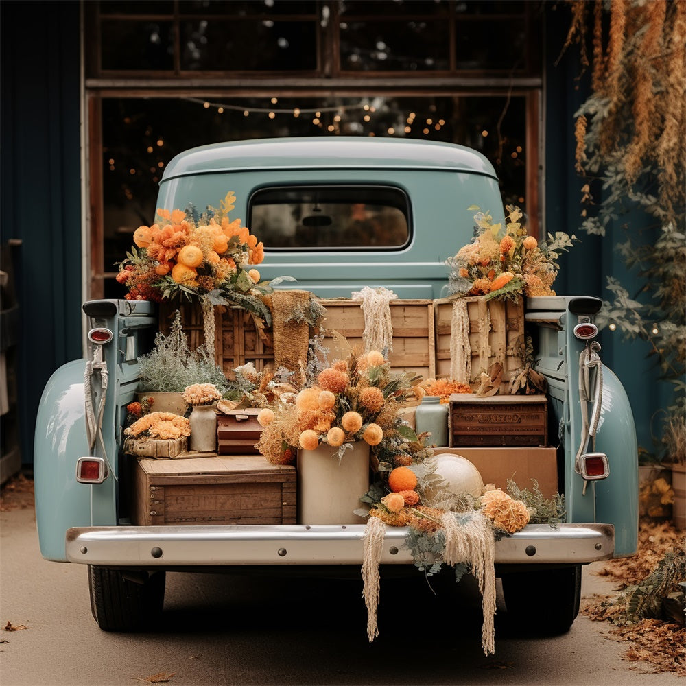 Fall Truck with Flowers Backdrop BRP7-100