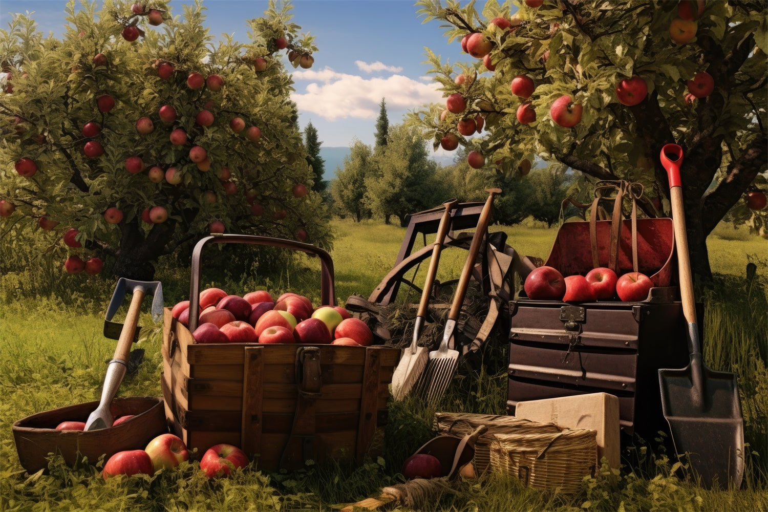 Autumn Apple Tree Harvest Backdrop for Photography BRP7-104