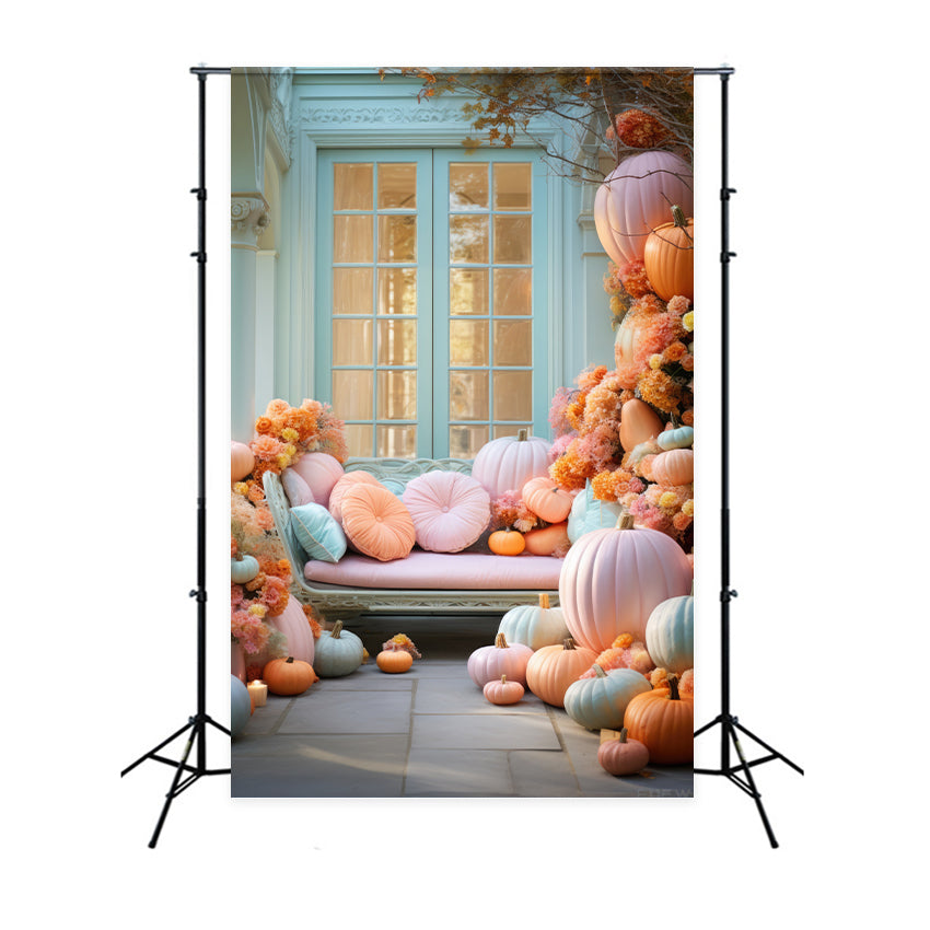 Autumn Colorful Pumpkin Flower Sofa Photography Backdrop BRP7-106