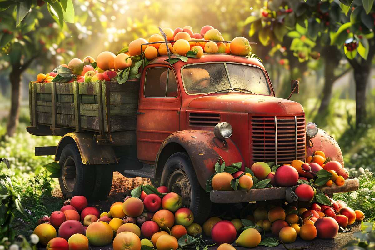 Autumn Car Apple Harvest Photography Backdrop BRP7-110