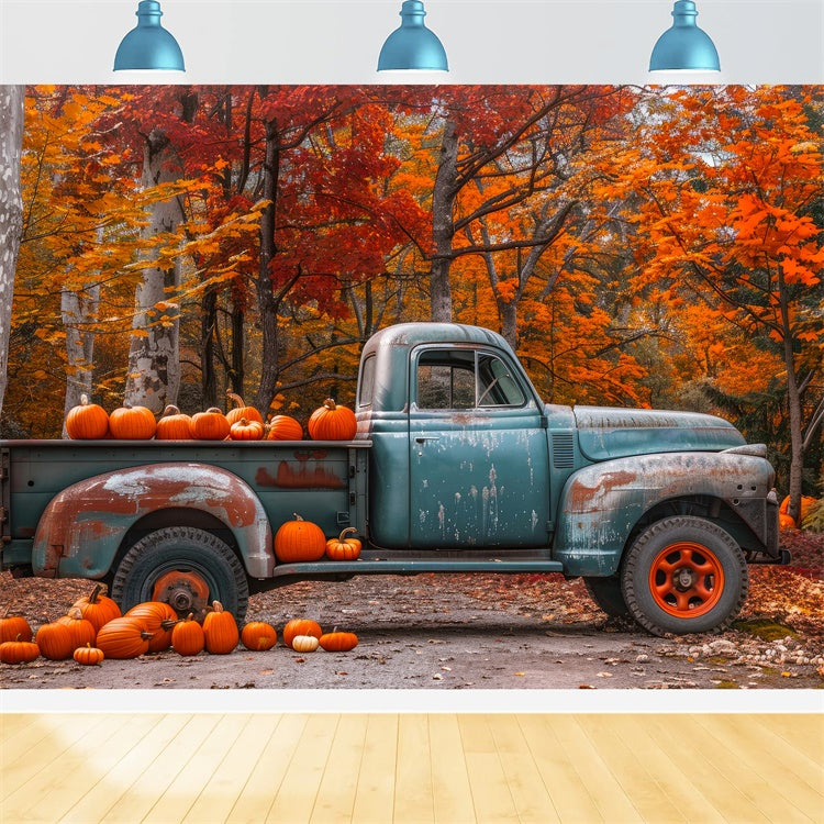 Autumn Maple With Pumpkins And Truck Backdrop BRP7-112