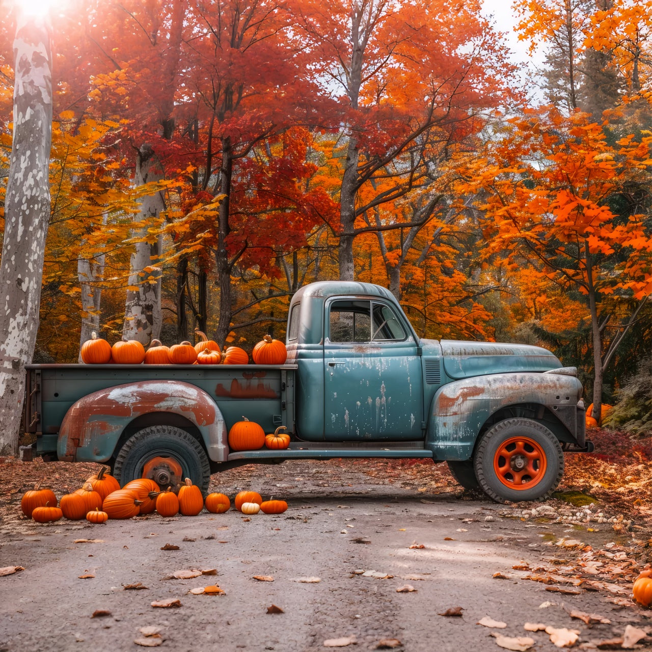 Autumn Maple With Pumpkins And Truck Backdrop BRP7-112