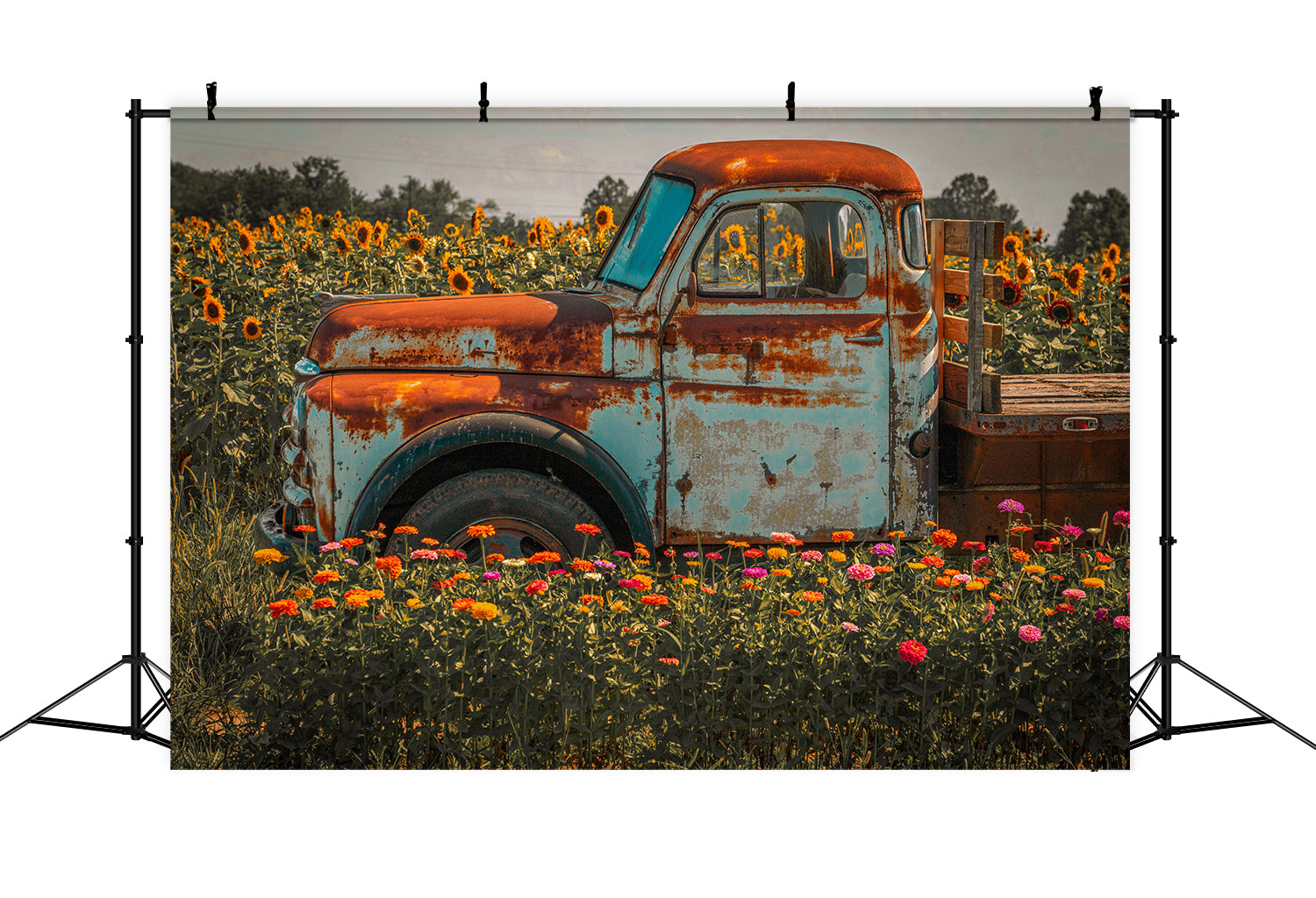 Autumn Sunflower Farm Truck Photography Backdrop BRP7-115