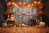 Autumn Wood Barn Door Pumpkins Photography Backdrop BRP7-116