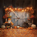 Autumn Wood Barn Door Pumpkins Photography Backdrop BRP7-116